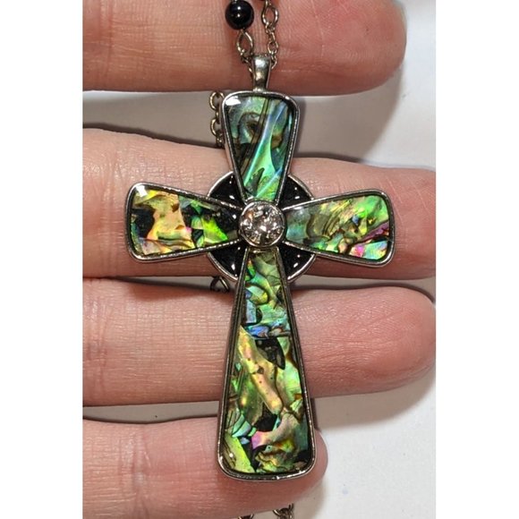 Jewelry - Abalone Beaded Cross Necklace